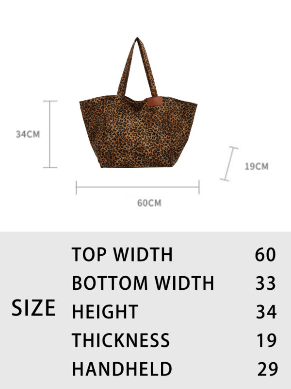 Leopard Print Canvas Tote – Large Capacity Commuter Bag