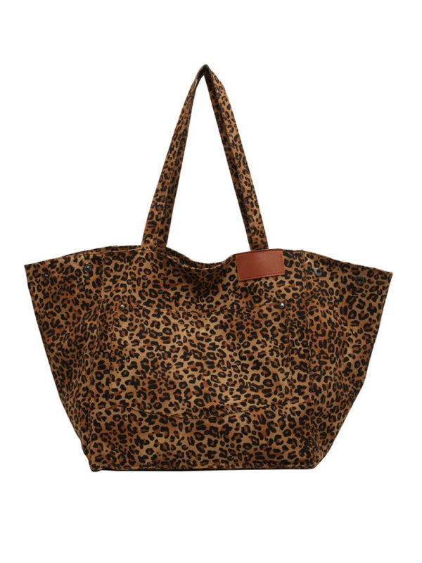 Leopard Print Canvas Tote – Large Capacity Commuter Bag