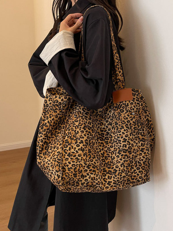 Leopard Print Canvas Tote – Large Capacity Commuter Bag