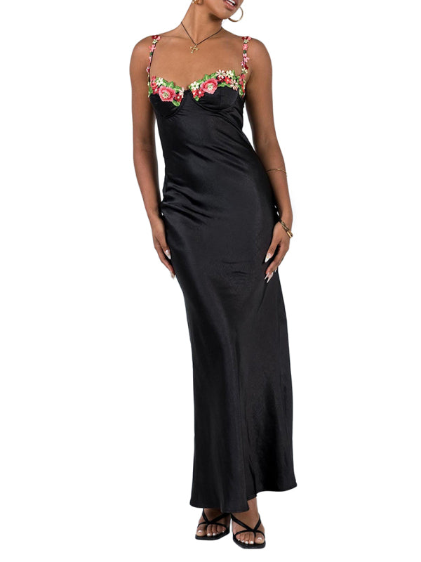 Embroidered Lace Camisole Maxi Dress
