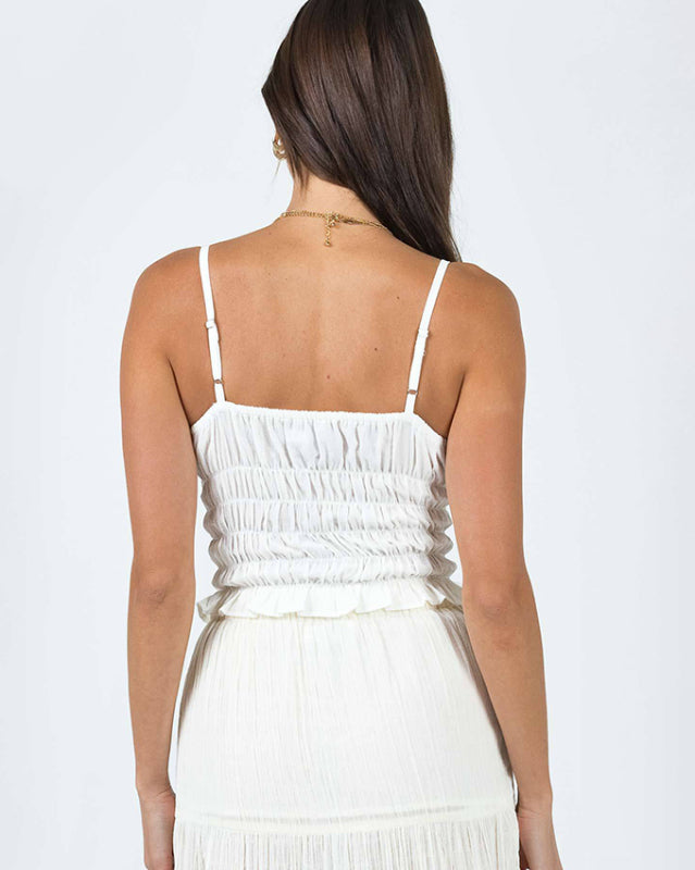Women’s Solid Color Short Halter Top – Sleeveless Polyester Blouse