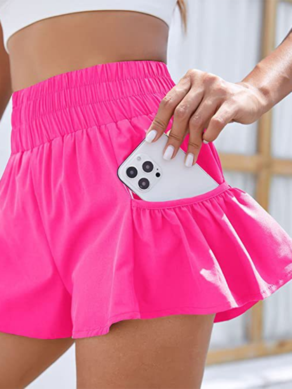 Women's Quick-Dry High Waist Running Shorts with Pockets