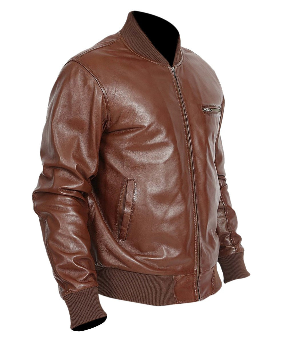 Genuine Leather Fashion Jacket Brown