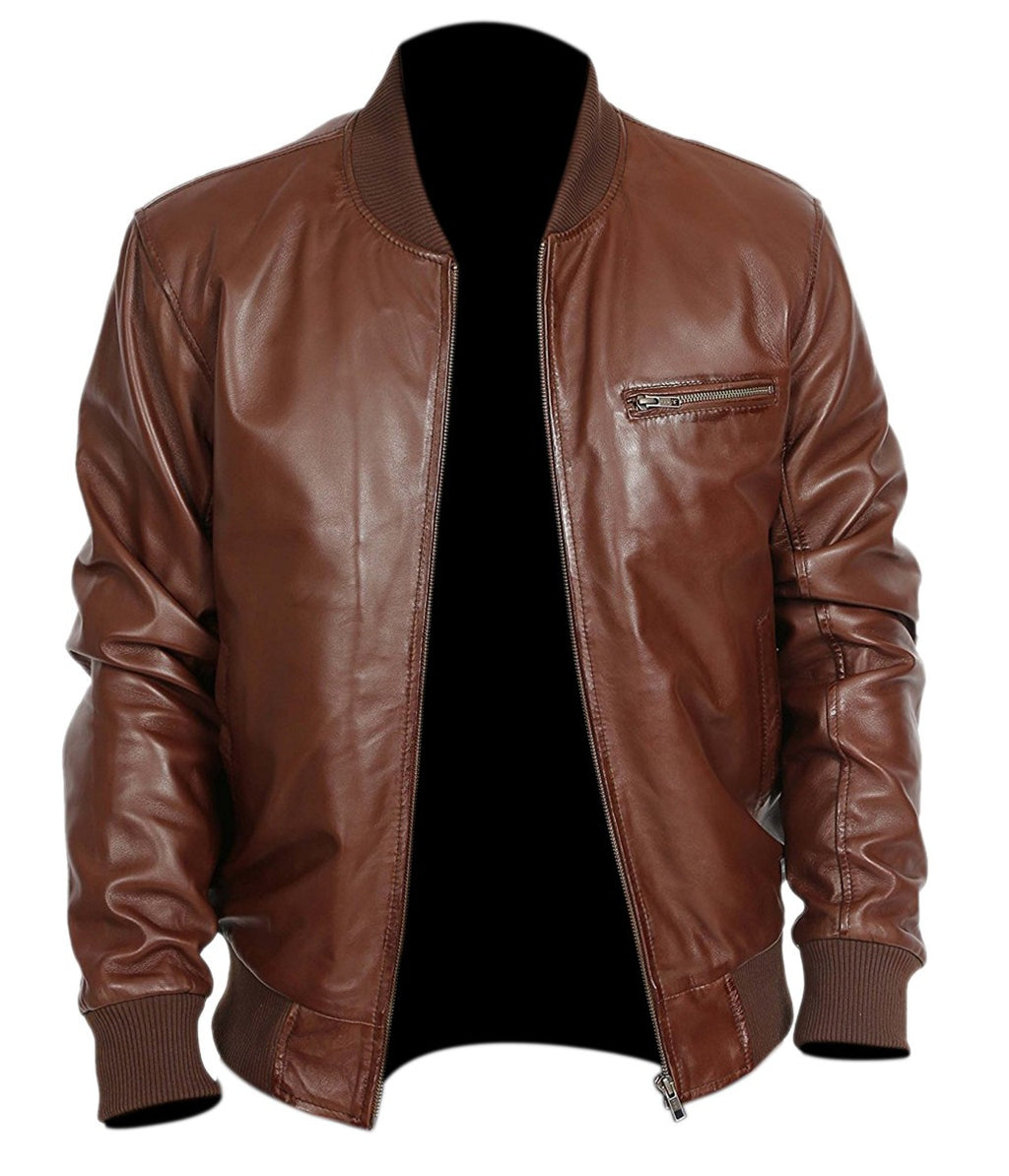 Genuine Leather Fashion Jacket Brown