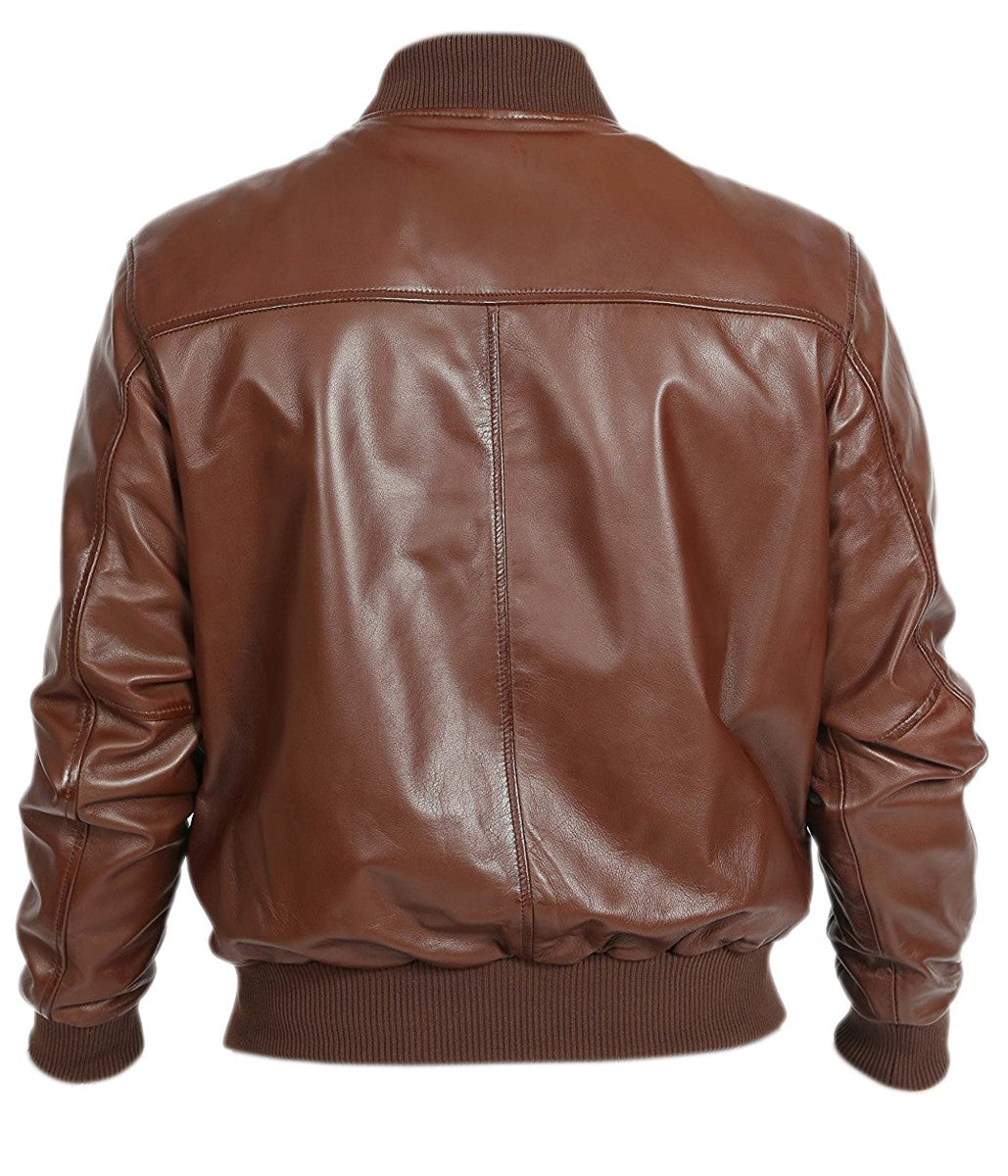 Genuine Leather Fashion Jacket Brown