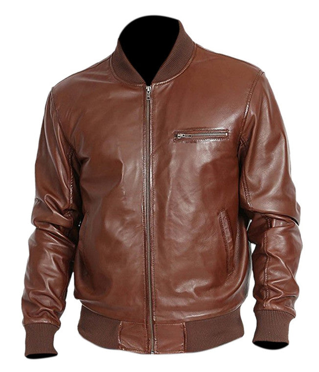 Genuine Leather Fashion Jacket Brown