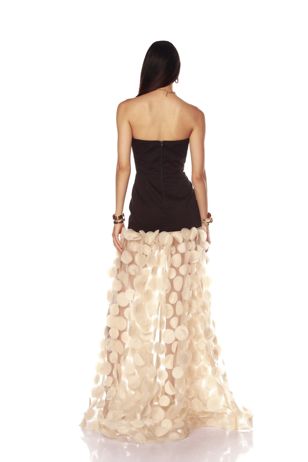 Harper Strapless Black and Beige Gown