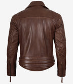 Men's Real Leather Asymmeterical Cognac Biker Style Jacket