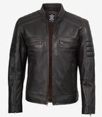 Men’s Distressed Brown Real Leather Biker Jacket