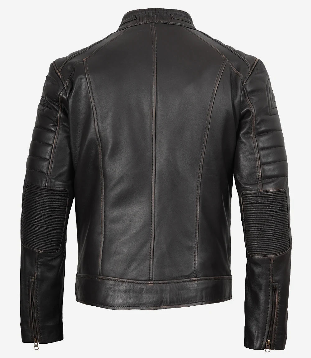 Men’s Distressed Brown Real Leather Biker Jacket