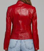 Red Donna stylish Women Leather jacket