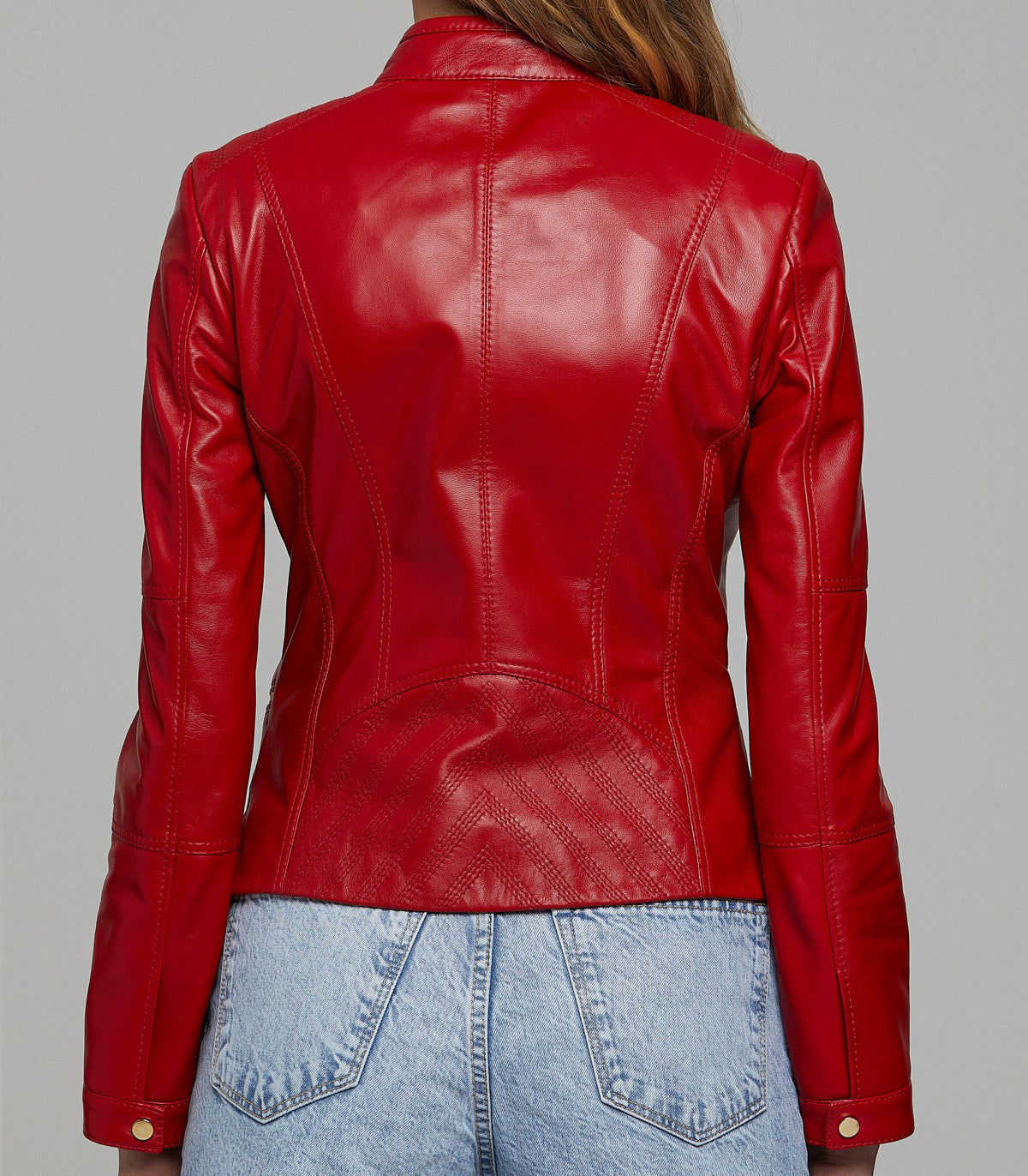 Red Donna stylish Women Leather jacket