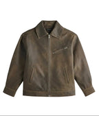 Oversized Genuine Leather Bomber Jacket