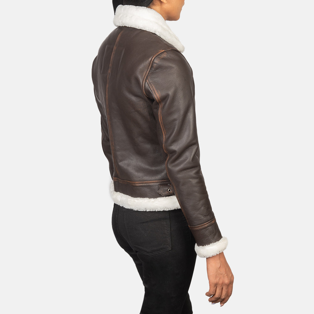 Premium Sherilyn B-3 Brown Shearling Bomber Leather Jacket