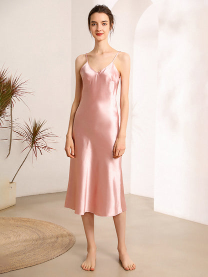 V‑Neck Mid‑Length Sexy Suspender Dress