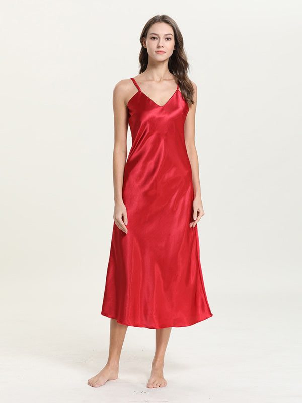 V‑Neck Mid‑Length Sexy Suspender Dress