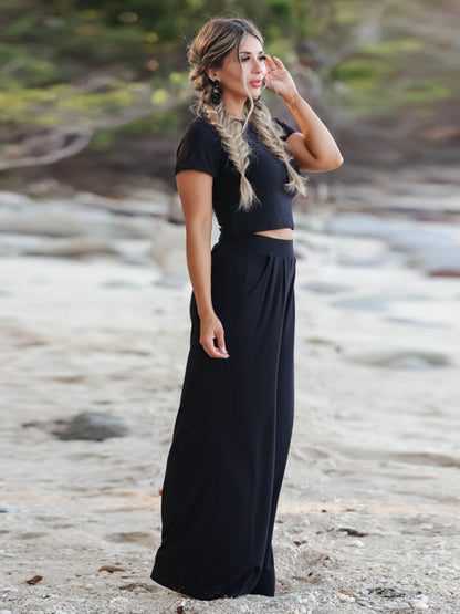 Round Neck T‑Shirt & Trousers Two‑Piece Set