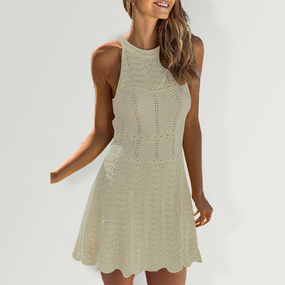 Women’s Sleeveless Solid Knit Dress with Side Cutout