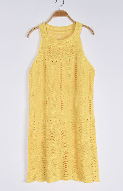 Women’s Sleeveless Solid Knit Dress with Side Cutout