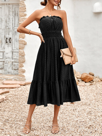 Women’s Solid Color Corset Waist Casual Dress