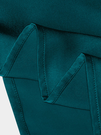 Women’s Woven Satin Halter Neck Slim Fit Mid‑Length Dress