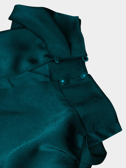 Women’s Woven Satin Halter Neck Slim Fit Mid‑Length Dress