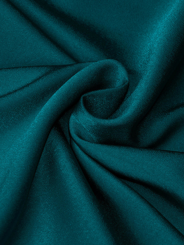 Women’s Woven Satin Halter Neck Slim Fit Mid‑Length Dress