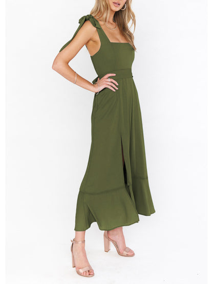 Women’s Elegant French-Inspired Commuter Slit Dress – Sophisticated Fit