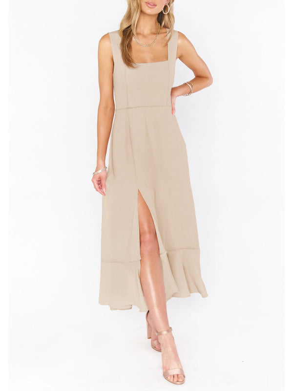 Women’s Elegant French-Inspired Commuter Slit Dress – Sophisticated Fit