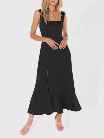 Women’s Elegant French-Inspired Commuter Slit Dress – Sophisticated Fit
