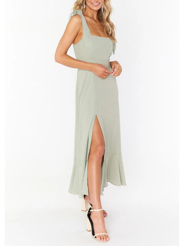 Women’s Elegant French-Inspired Commuter Slit Dress – Sophisticated Fit