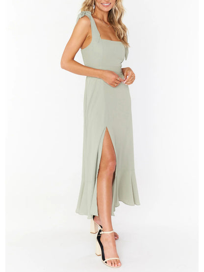 Women’s Elegant French-Inspired Commuter Slit Dress – Sophisticated Fit