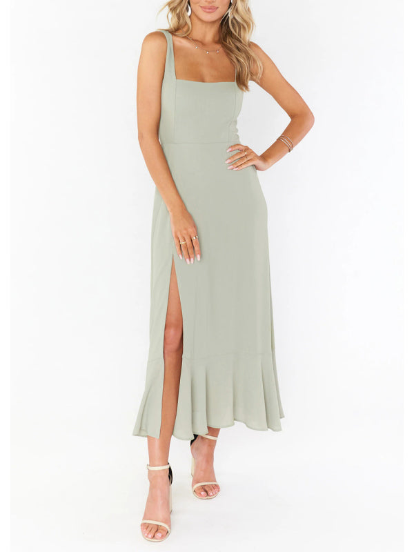 Women’s Elegant French-Inspired Commuter Slit Dress – Sophisticated Fit