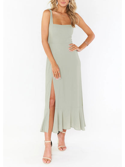 Women’s Elegant French-Inspired Commuter Slit Dress – Sophisticated Fit