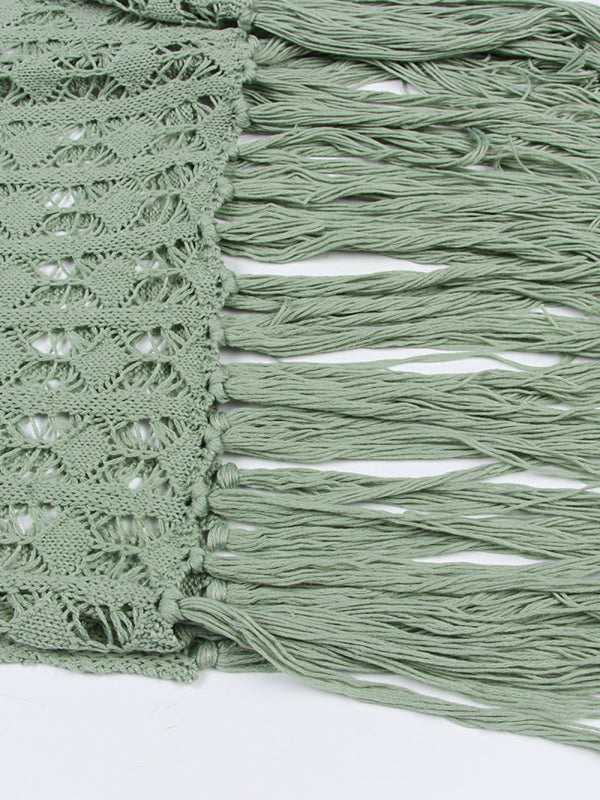 Women’s Lace Tassel Bikini Top Swimsuit Cover-Up Beach Long Dress