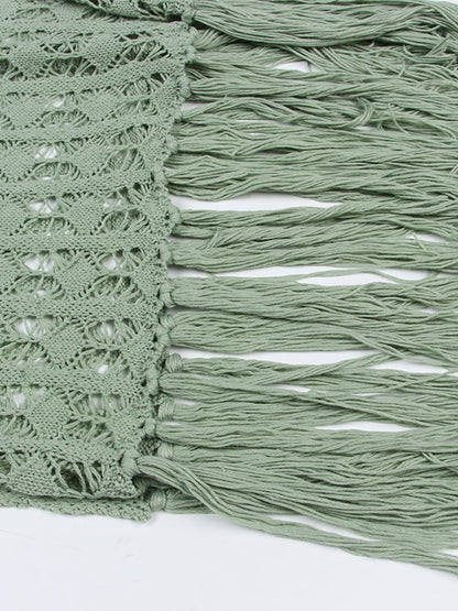 Women’s Lace Tassel Bikini Top Swimsuit Cover-Up Beach Long Dress