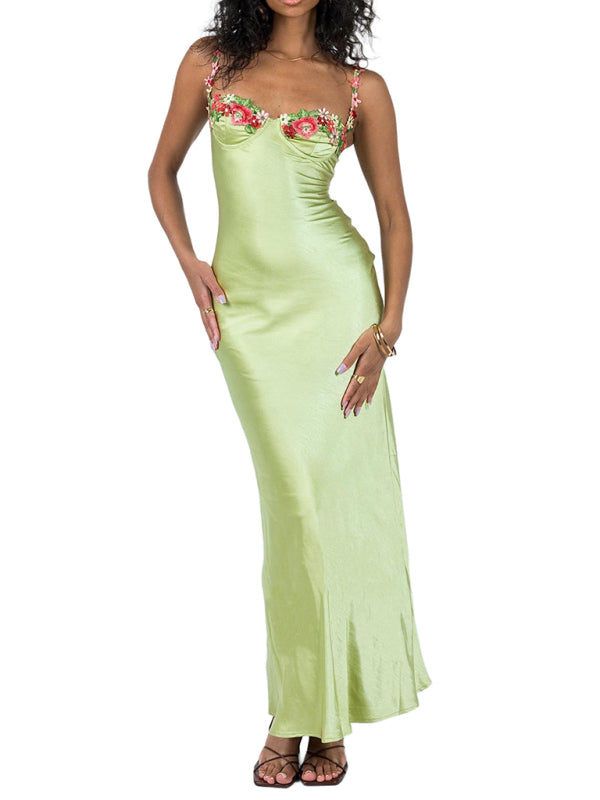 Embroidered Lace Camisole Maxi Dress