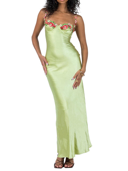 Embroidered Lace Camisole Maxi Dress