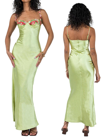 Embroidered Lace Camisole Maxi Dress
