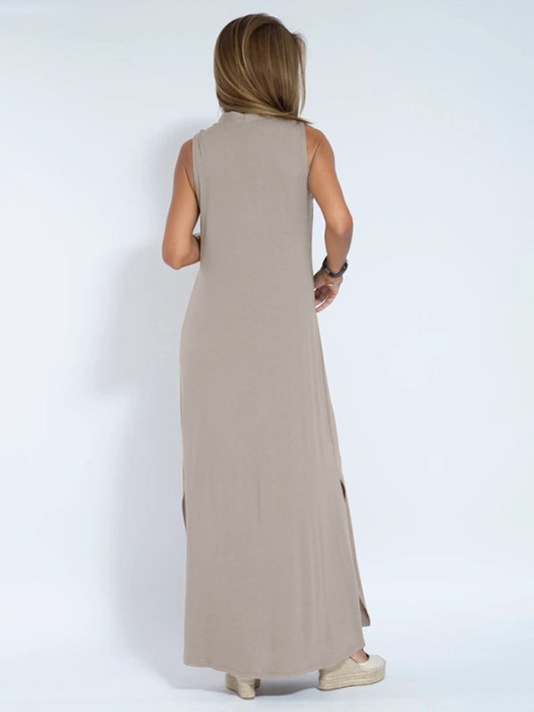 Women’s Solid Color V‑Neck Pullover Dress