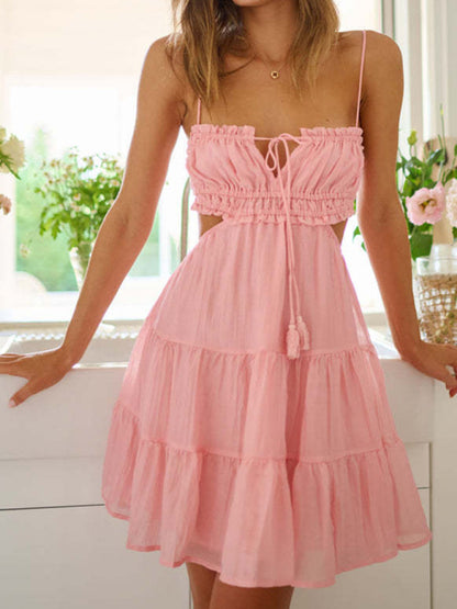 Women’s Lace Backless Suspender Swing Dress