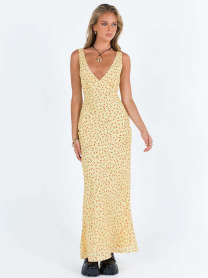 Women’s Polka Dot Suspender V‑Neck Fishtail Dress