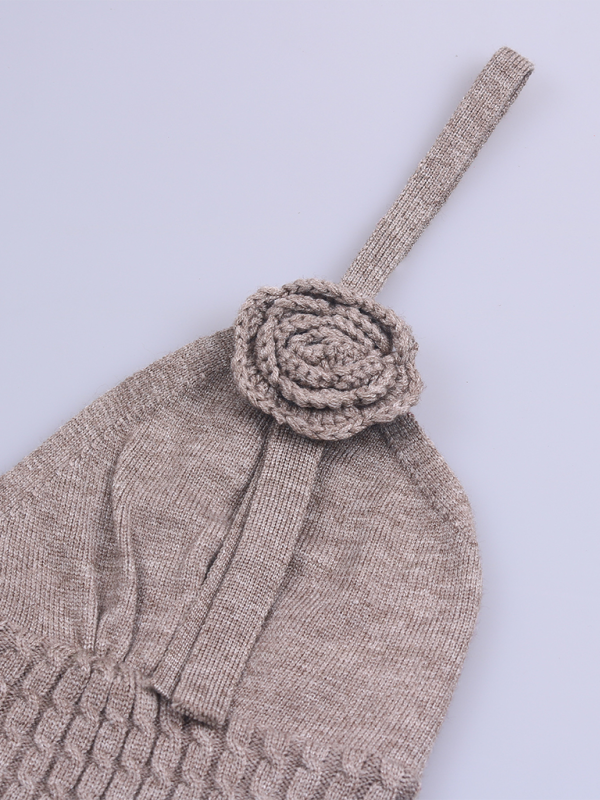 Women’s Suspender Knitted Rabbit Fur Dress with Flower Texture