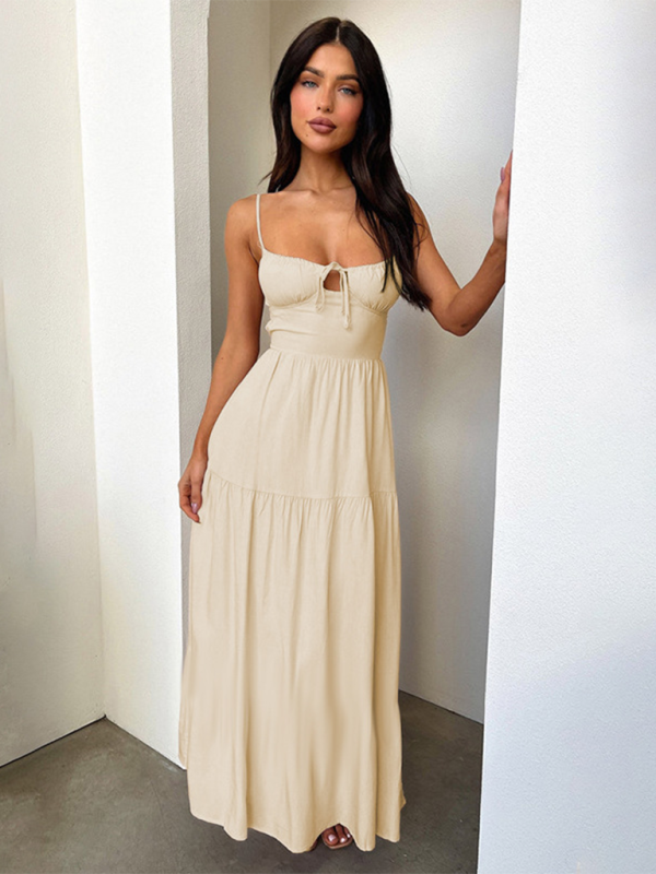 Women's Halter Back A-Line Holiday Tie Waist Dress