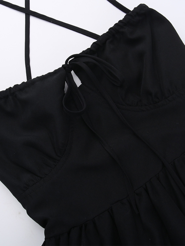 Women's Halter Back A-Line Holiday Tie Waist Dress