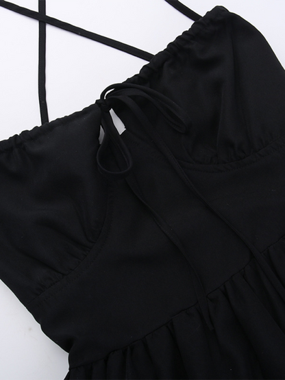 Women's Halter Back A-Line Holiday Tie Waist Dress