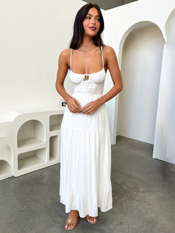 Women's Halter Back A-Line Holiday Tie Waist Dress