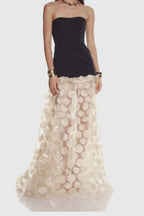 Harper Strapless Black and Beige Gown