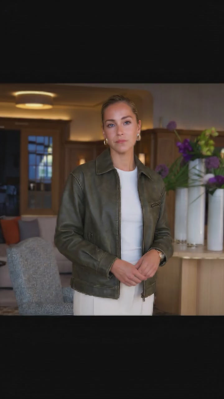 Oversized Genuine Leather Bomber Jacket