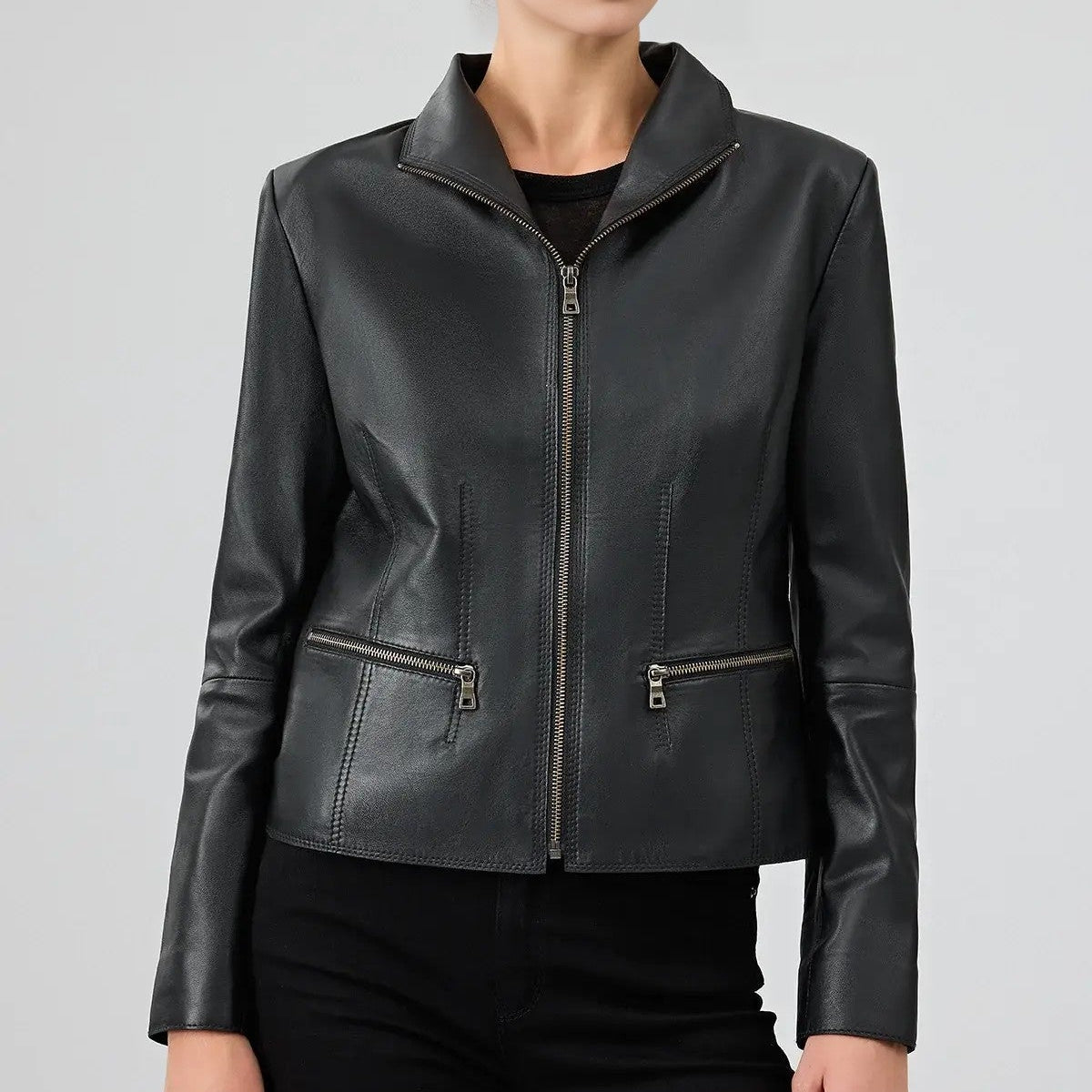 Velora Black Leather Jacket